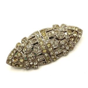 DUETTE Rhinestone Brooch Dress Shoe Clips Vintage Circa 1940's